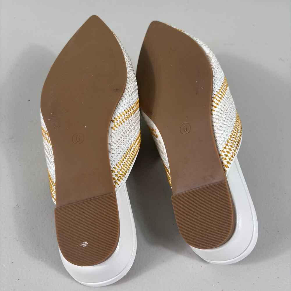 Bellini Festive Women Size 6M White Pointed Toe Woven Casual Slide Mule Sandals - Picture 10 of 10
